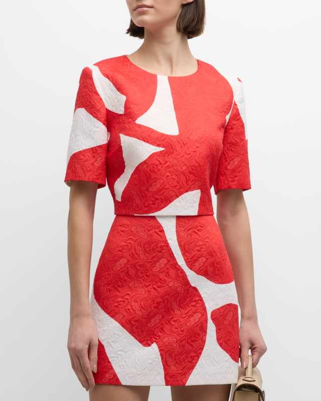Grand Foliage Jacquard Crop Top